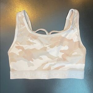 Nike Beige and White Camo Sports Bra